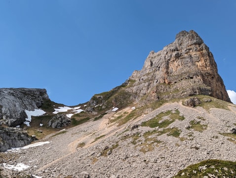 More than 150m high Roßkopf wall from the side