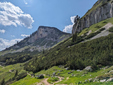 Cliffs in Rofan mountains that lead to Hochiss and Spieljoch