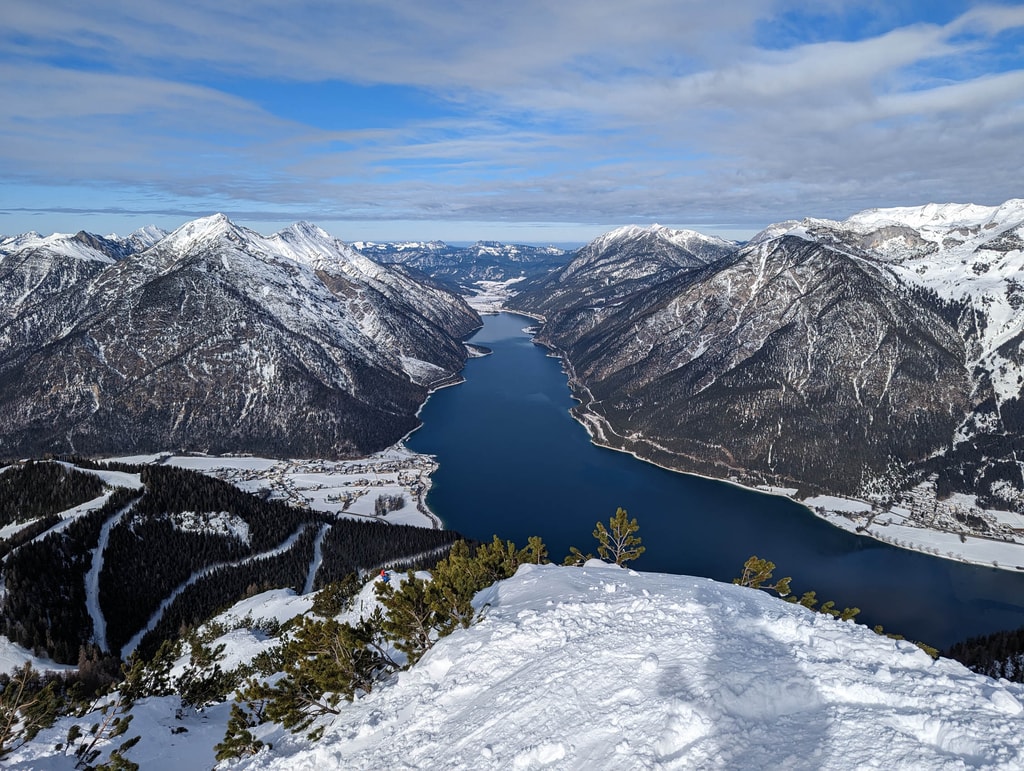 Achensee from the summit of Bärenkopf with Karwendel and Rofan mountains on its sides