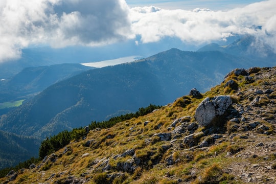 Jochberg and Walchensee in the background viewed from the summit of Benediktenwand