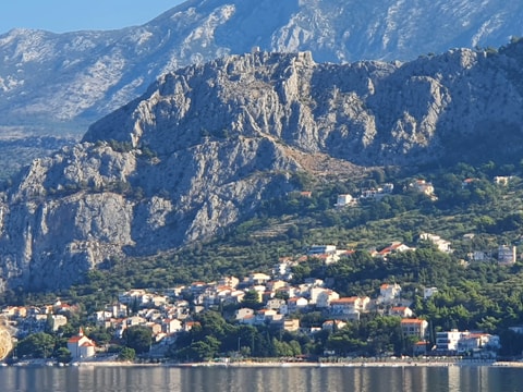 Fortica and Omiš viewed from the sea