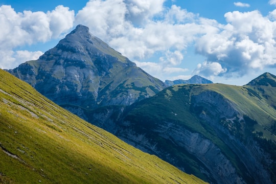 Sonnjoch and Bärenwandkopf mountains behind the steep slope